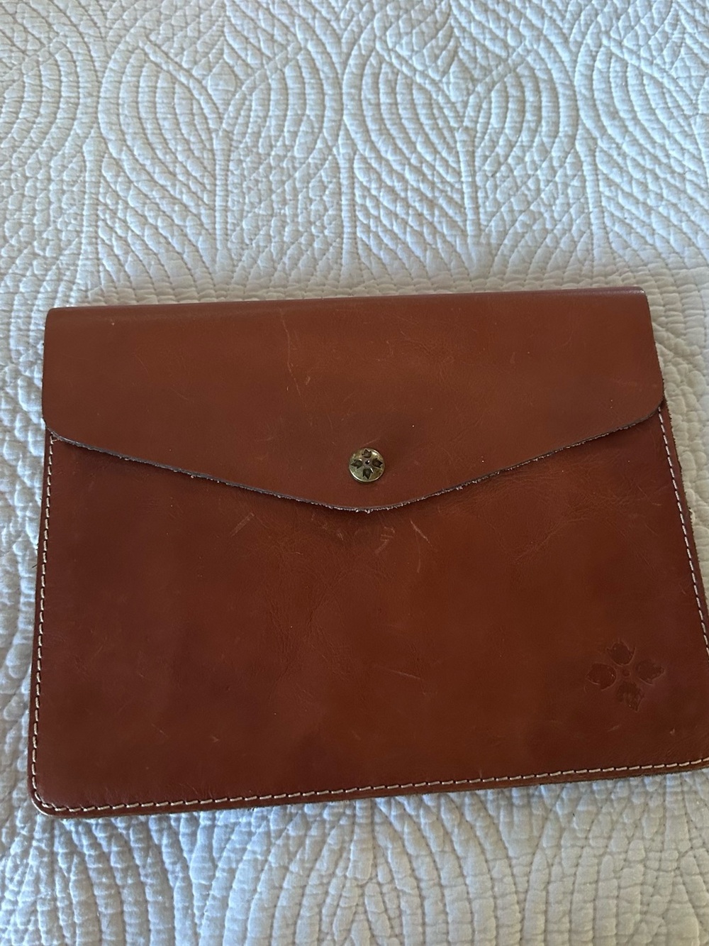 Patricia Nash Cognac Leather Envelope Clutch
